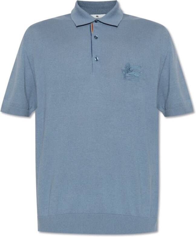 ETRO Polo shirt met logo Blauw Heren