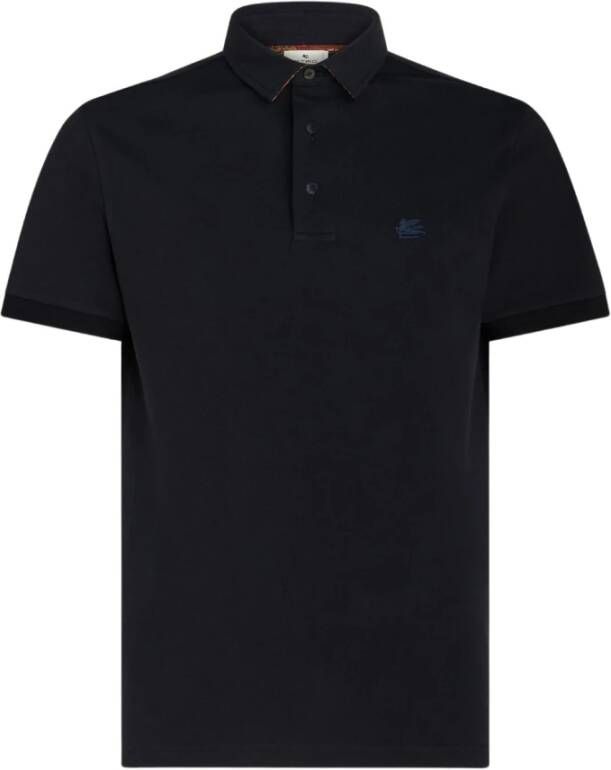 ETRO Blauwe T-shirts en Polos Black Heren
