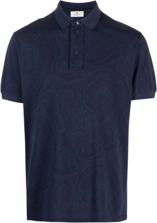 ETRO Uniek Bedrukt Polo Shirt voor Heren Blue Heren