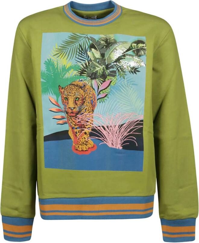 ETRO Reguliere C-Neck Sweatshirt in Multicolor Groen Heren