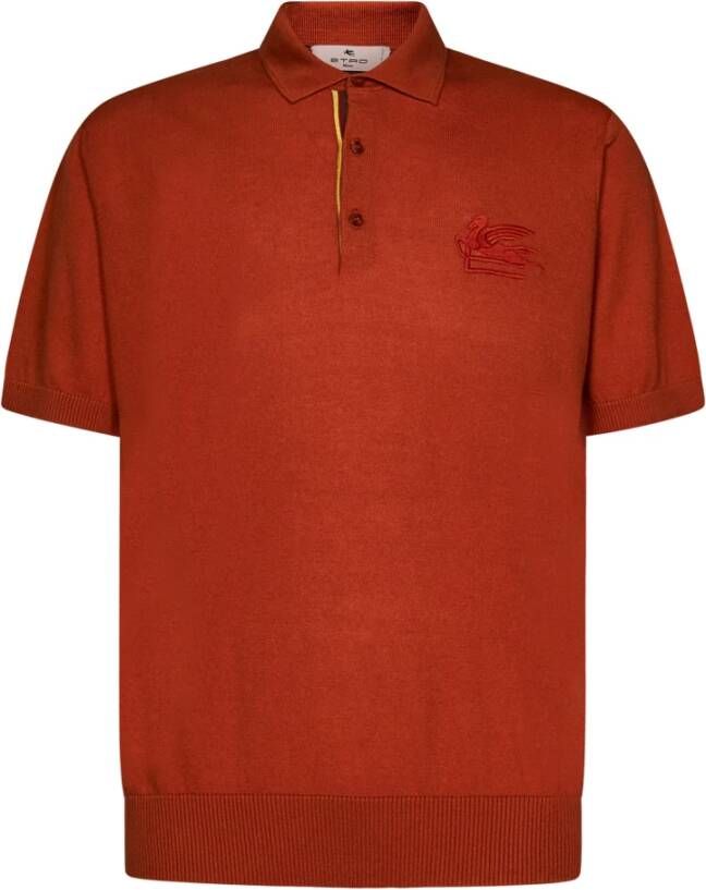 ETRO Rode polo shirt met Pegasus logo Rood Heren