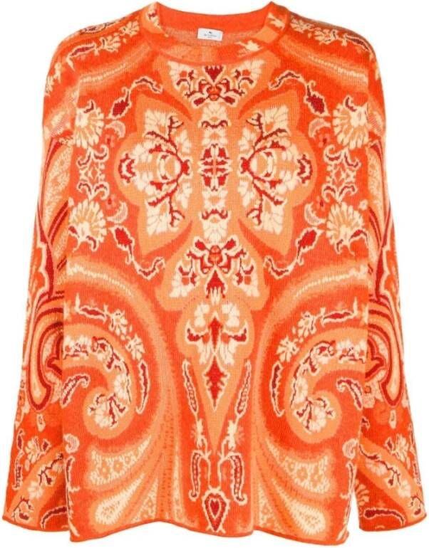 ETRO Intarsia-Patroon Wol Trui Vrouwen Orange Dames
