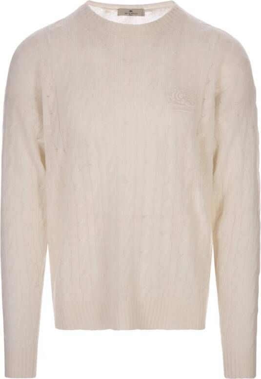 ETRO Luxe Witte Kasjmier Kabeltrui Beige Heren