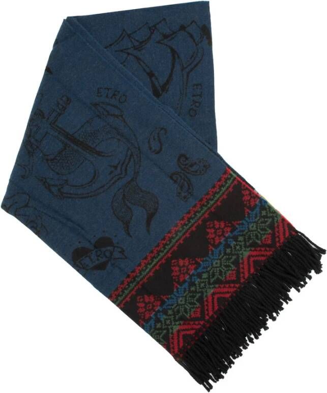 ETRO scarf jacquard tattoo Blauw Heren
