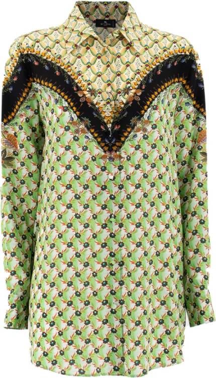 ETRO Zijden crepe de chine blouse met Floralia print Green Dames