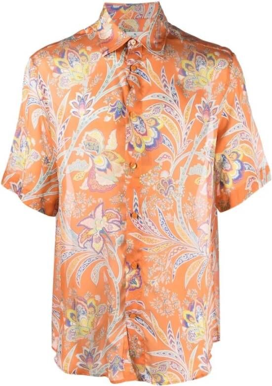 ETRO Shirt met korte mouwen Oranje Heren