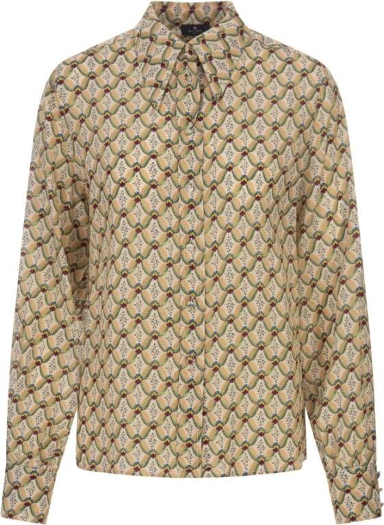 ETRO Zijden overhemd met bloemenprint Green Dames