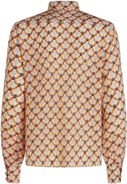 ETRO Bloemenprint zijden overhemd Orange Dames