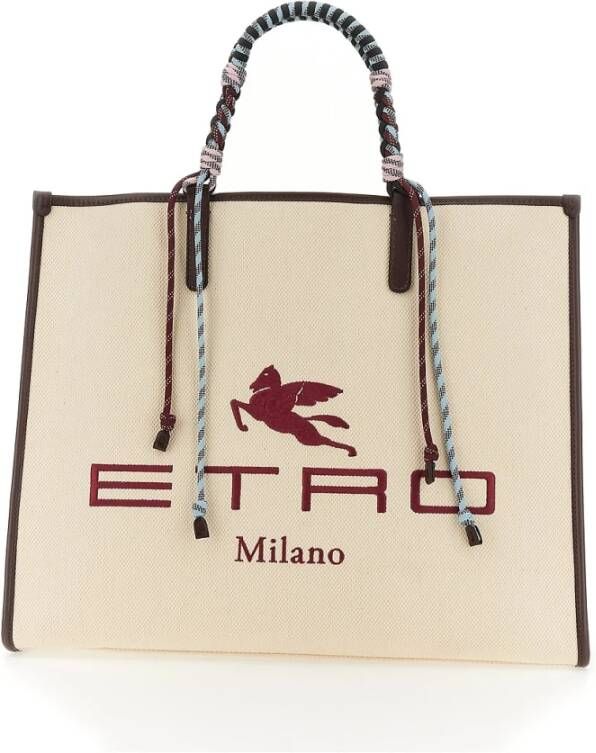 ETRO Shopper Bag With Braided Handles Beige Dames