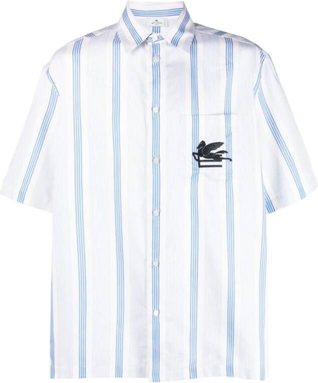 ETRO Short Sleeve Shirts Blauw Heren