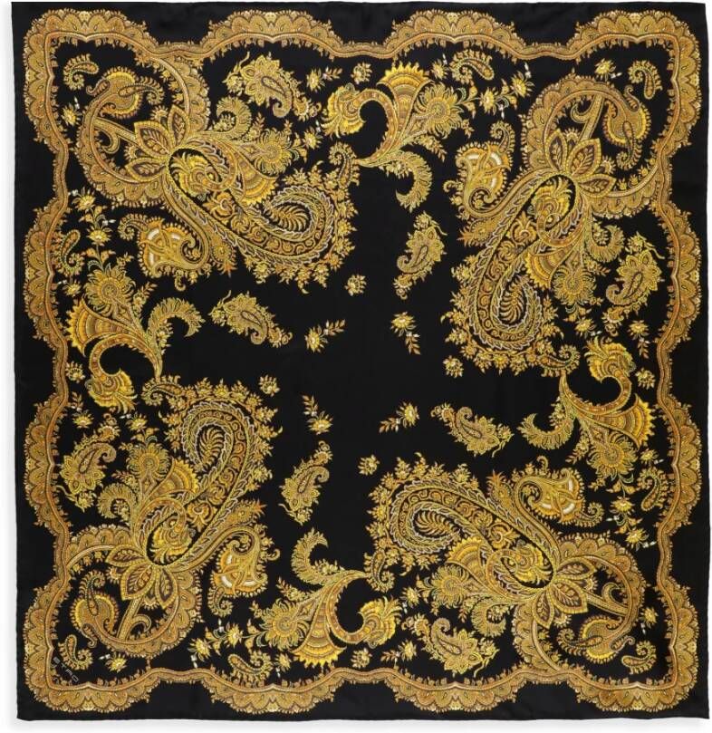 ETRO Zwart zijden damesfoulard met Paisley-patroon Zwart Dames