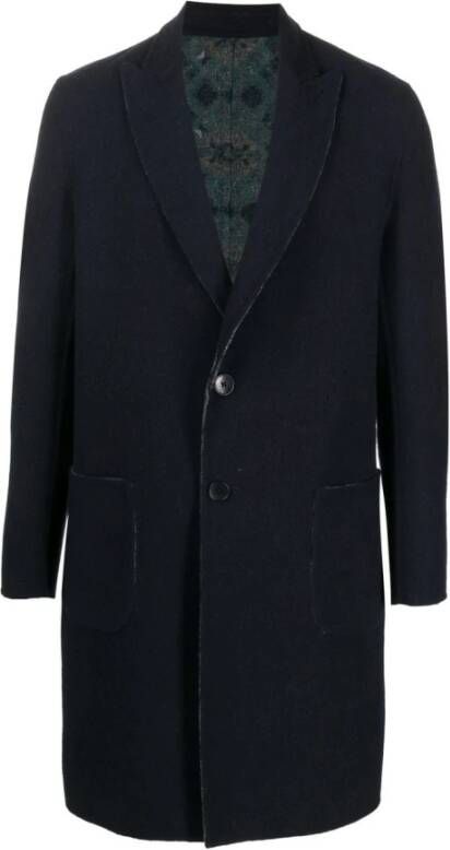ETRO Single-Breasted Coats Blauw Heren