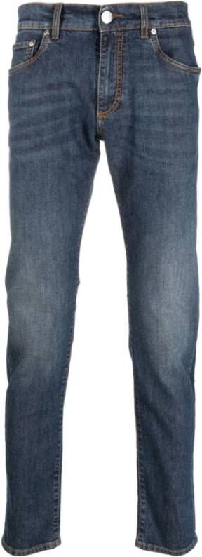 ETRO Indigo Blauwe Straight-Leg Jeans Blue Heren