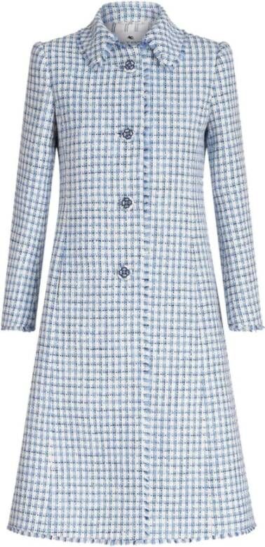 ETRO Single-Breasted Coats Blauw Dames