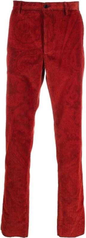 ETRO Straight Trousers Rood Heren