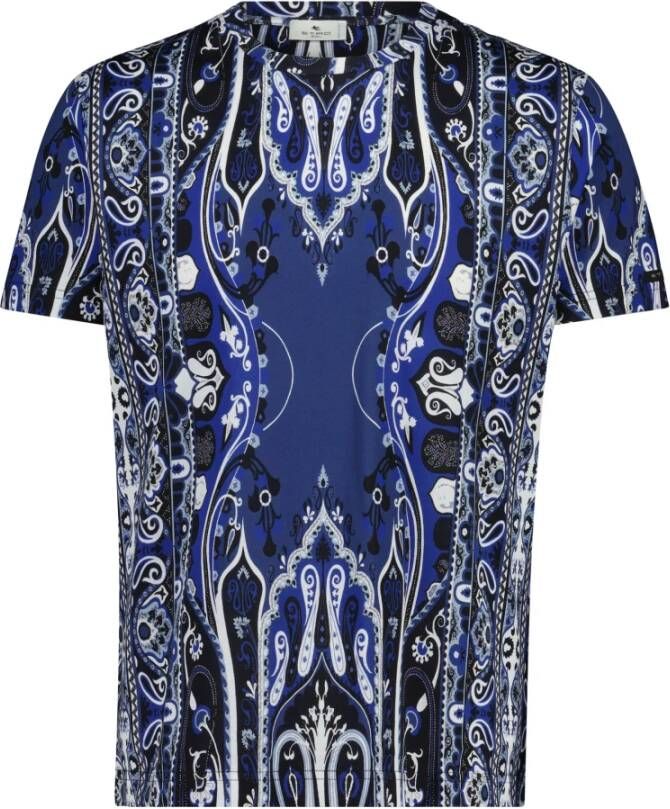 ETRO Paisley Print Katoenen T-Shirt Blue Heren