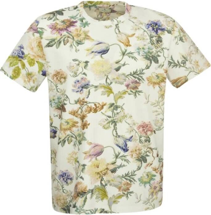 ETRO T-shirt met bloemenprint Beige Heren