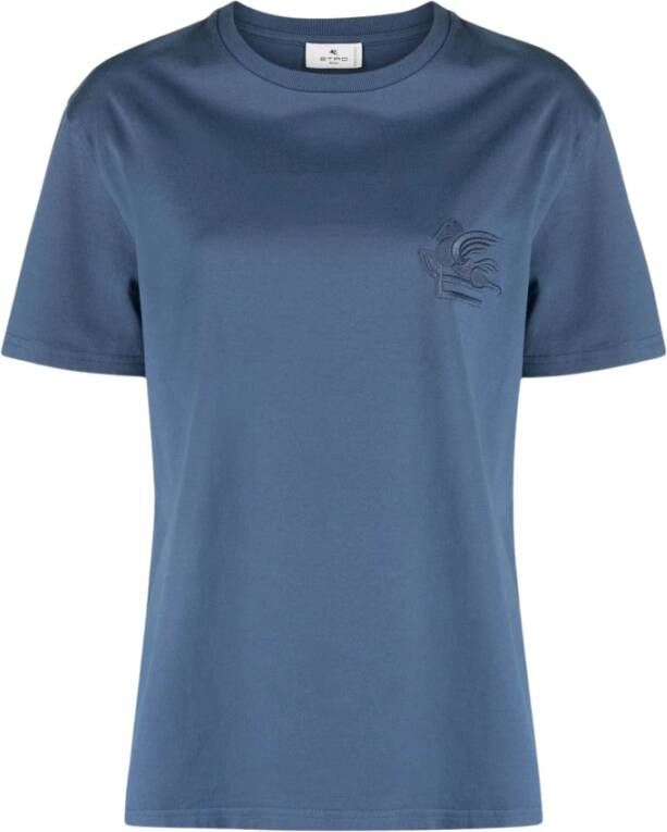 ETRO T-shirt met logo Blauw Dames