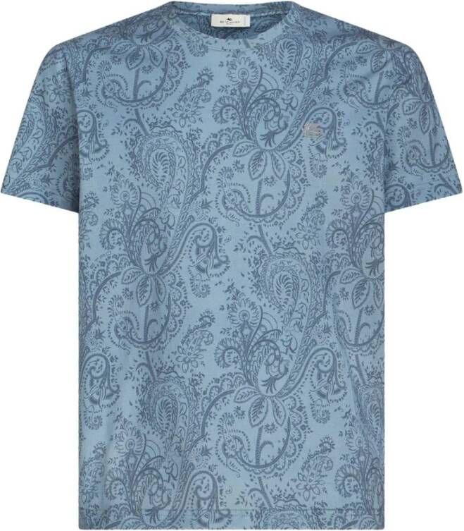 ETRO Lichtblauwe T-shirts & Polos voor Mannen Blue Heren
