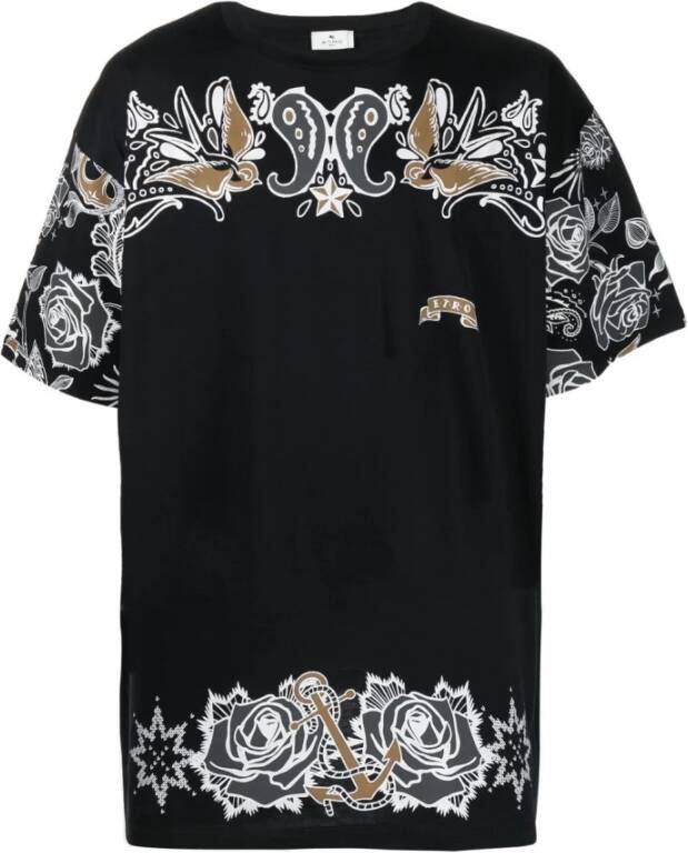 ETRO T-Shirts Zwart Heren