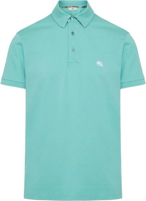 ETRO Pegasus Logo Polo Shirt Blue Heren