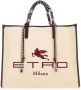 ETRO Beige Katoenen Handtas met Gevlochten Handvatten Beige Dames - Thumbnail 1