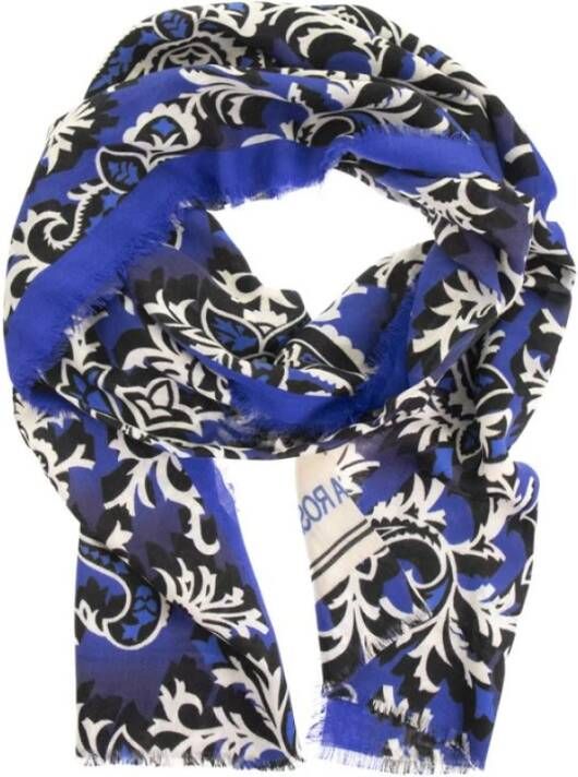 ETRO Wol en zijden sjaal Blauw Dames