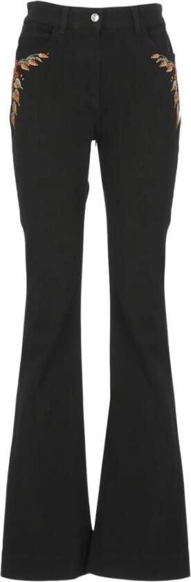 ETRO Zwarte Katoenen Jeans met Bloemenborduursel Zwart Dames