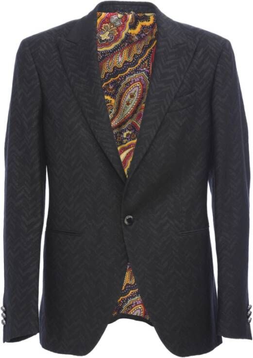 ETRO Zwarte stretchwolmengsel blazer Zwart Heren