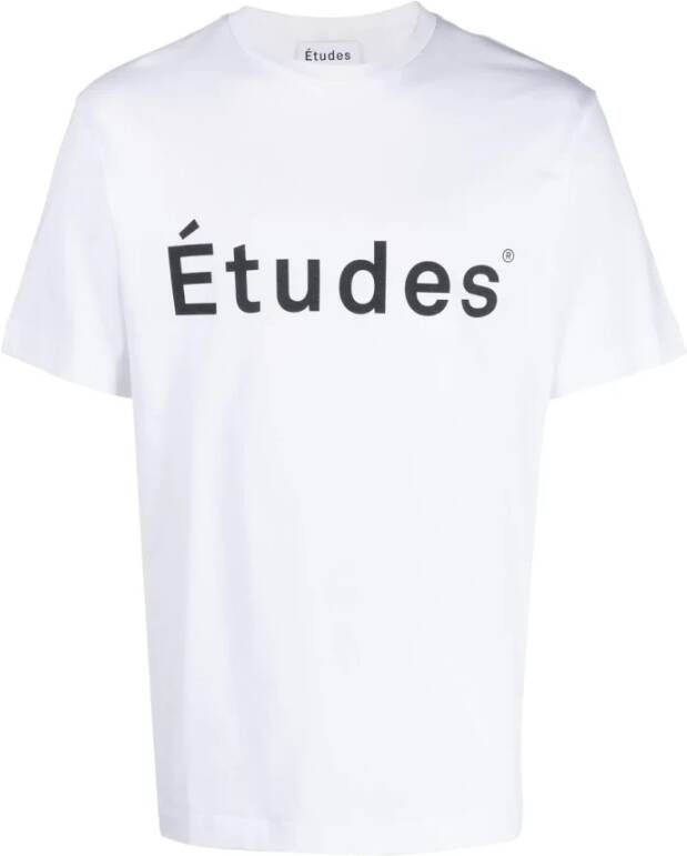 Études Biologisch Katoenen Logo Print T-Shirt Wit Heren