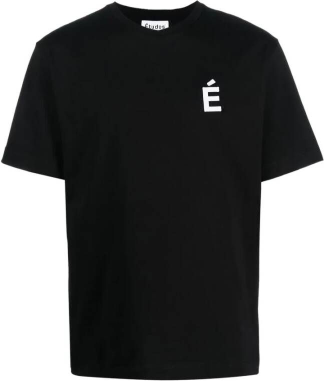 Études Biologisch Katoenen Logo Print T-shirt Zwart Heren
