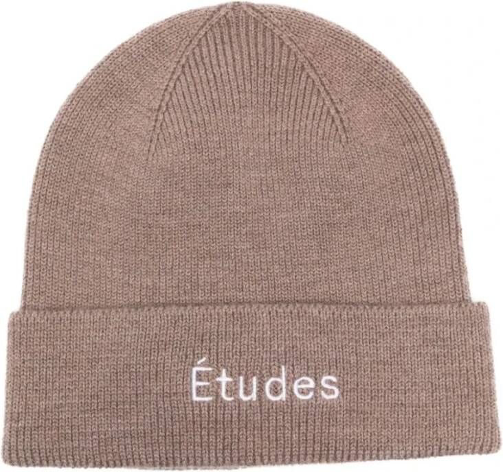 Études Bruine Gebreide Logo Beanie Brown Unisex