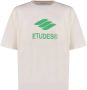 Études Wit Logo Print Katoenen T-Shirt Beige Heren - Thumbnail 2