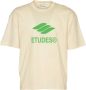 Études Wit Logo Print Katoenen T-Shirt Beige Heren - Thumbnail 1