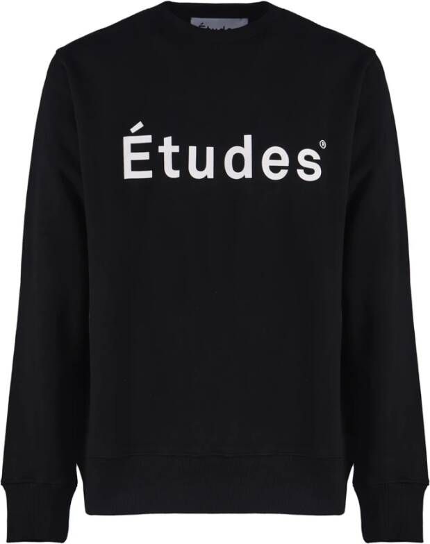 Études Zwarte Sweatshirt van Biologisch Katoen met Logo Print Zwart Heren