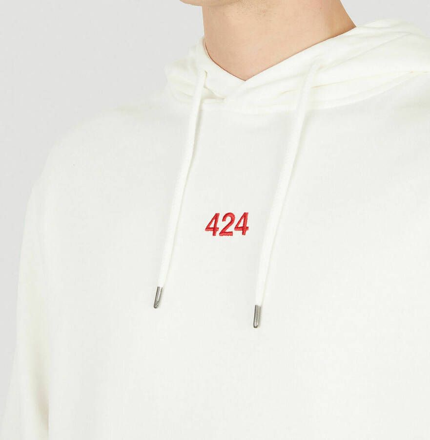 424 Logo borduurwerk sweatshirt met capuchon Wit Heren