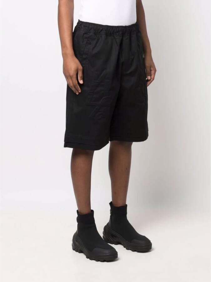 44 Label Group Zwarte Logo Katoenen Shorts Black Heren
