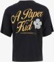 A Paper Kid Zwart Katoenen Logo T-shirt Black - Thumbnail 2