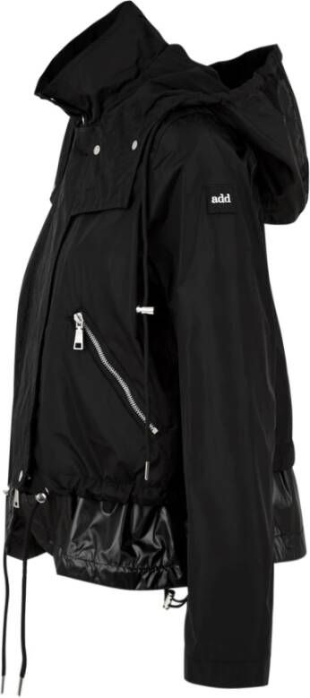 Add Zwarte jas met ritssluiting en verstelbare taille Black Dames