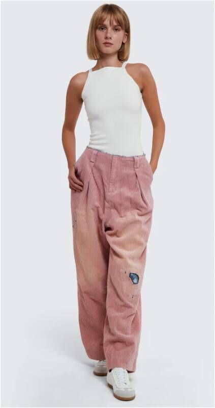 Ader Error Verweerde fluwelen broek Pink Dames