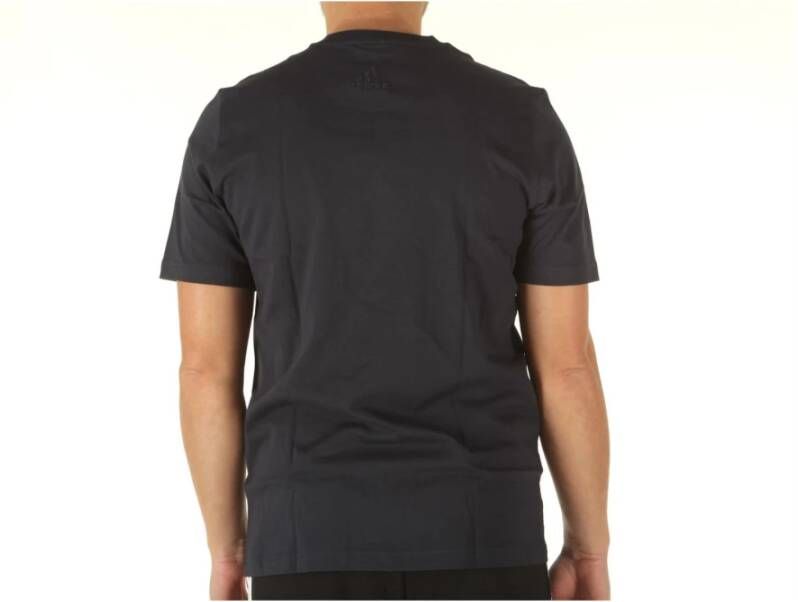 Adidas Blauwe Print Ronde Hals T-shirt voor Heren Zwart Heren