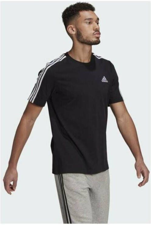 Adidas Essentials T -Shirt 3 Bands Zwart Heren