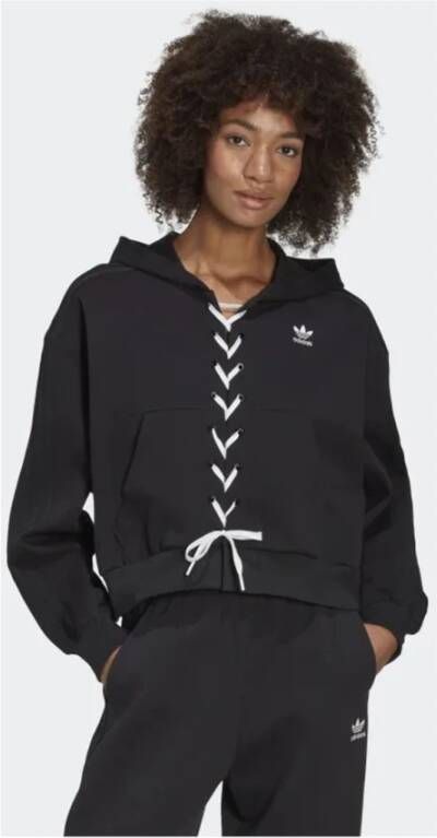 Adidas Cropped hoodie met veterdetails Zwart Dames