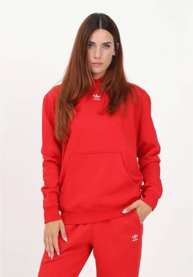 adidas Originals Rode Hoodie Adicolor Essentials Fleece Rood Dames