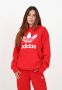 Adidas Originals Rode Dames Hoodie Casual Losse Pasvorm Herfst Winter Rood Dames - Thumbnail 3