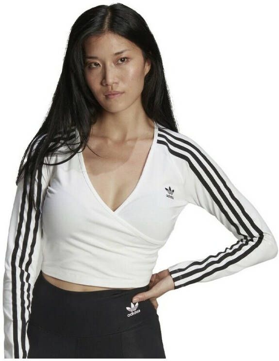 adidas Originals Witte Katoenen Elastaan Lange Mouw Top Wit Dames