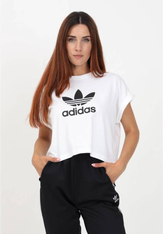 adidas Originals Iconisch Wit Sport T-shirt voor Vrouwen Wit Dames