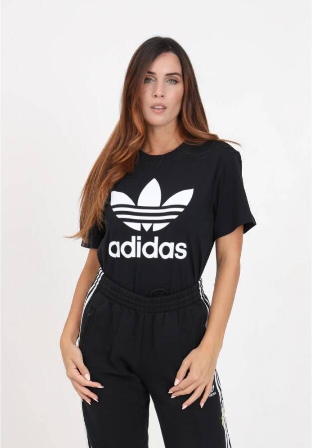 adidas Originals Zwart sportief T-shirt met logo print Zwart Dames