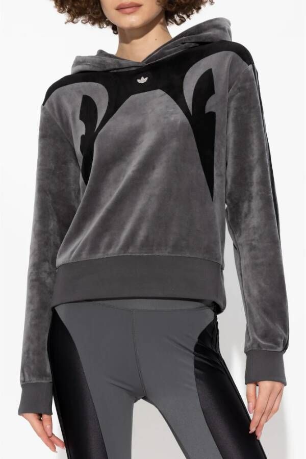 adidas Originals Velours hoodie met logo Gray Dames