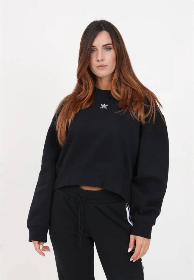 adidas Originals Zwarte Oversized Sweater met Geborduurd Logo Zwart Dames